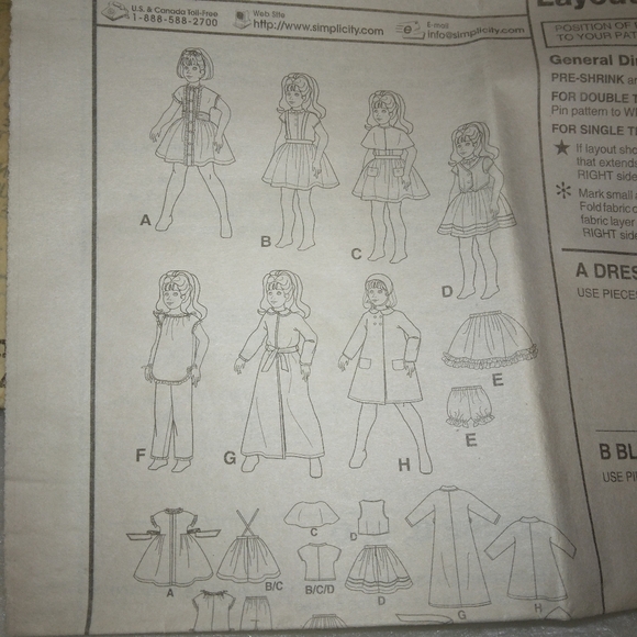 SIMPLICITY 4347 Simplicity Archives 18" doll clothes, fits American Girl… - Picture 4 of 5